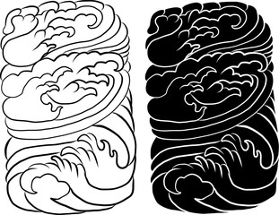 Golden Chinese cloud,Japanese cloud,Traditional Japanese culture for printing and coloring book on background.Background on tattoo design.