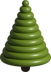 Christmas tree holiday decoration. 3D rendering abstract fir for new year celebration.