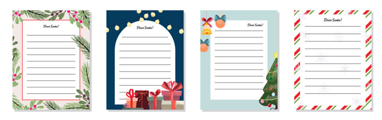 Christmas labels. Collection of templates for Christmas wish lists - obrazy, fototapety, plakaty