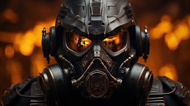 Metal robot soldier costume with futuristic technology