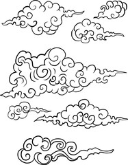 cloud tattoo,chinese cloud.Traditional Japanese culture for tattoo and printing on white background.