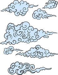 Obraz premium cloud tattoo,chinese cloud.Traditional Japanese culture for tattoo and printing on white background.