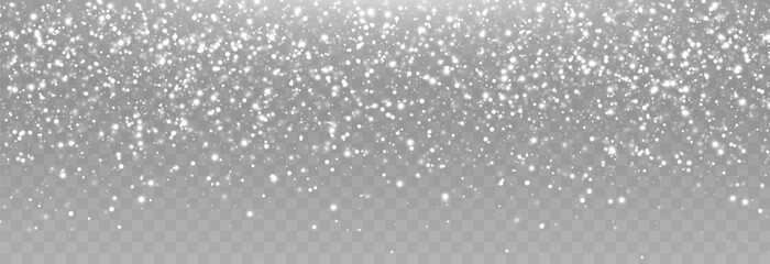 Vector snow background png. Snow png. Snowfall, blizzard, winter. Falling snowflakes. Christmas background.