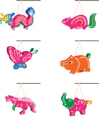 Animal glass paper lantern vector illustration © Xue2006