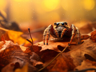 A Photo of a Spider in an Autumn Setting
