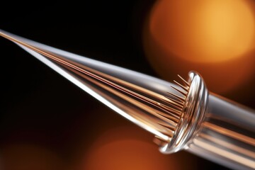 closeup of the handle part of an acupuncture needle