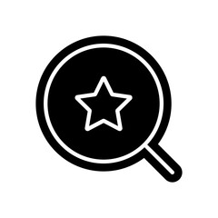 black icon -  Magnifying glass with star
A black and white icon of a magnifying glass with a star, symbolizing search and favorite content