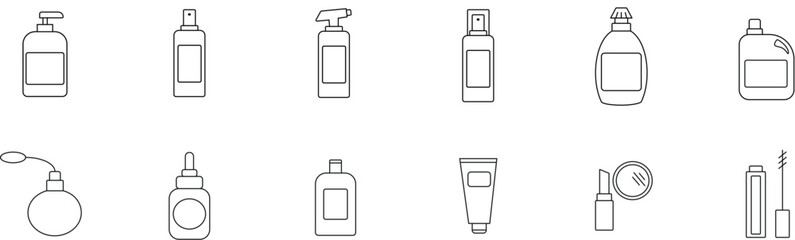 Hygiene cleaning line icons set