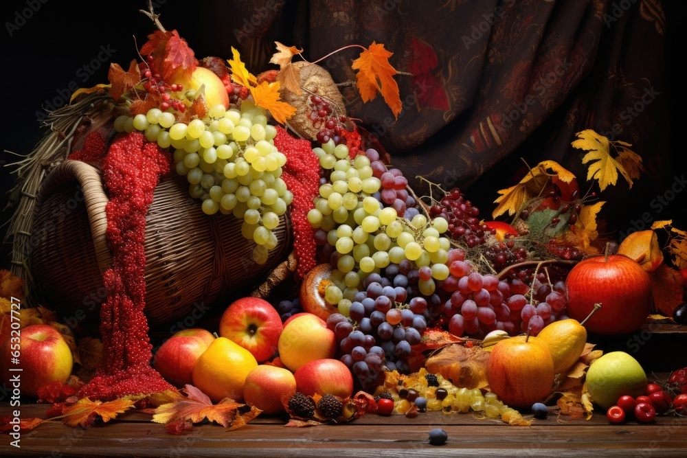 Canvas Prints a cornucopia spilling with autumn fruits