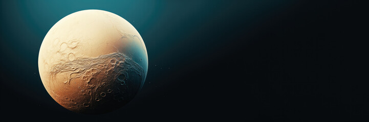 Detailed Titan moon landing image isolated on a Saturn gradient background  - obrazy, fototapety, plakaty