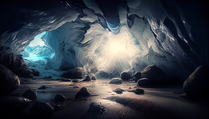 氷に包まれた洞窟のイラスト