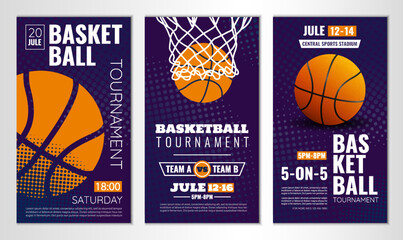 Vector illustration about basketball tournament, match, game. Use as advertising, invitation, banner, poster
