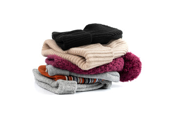 Winter Hat Isolated, Knitted Cap, Beige Winter Hat on White Background