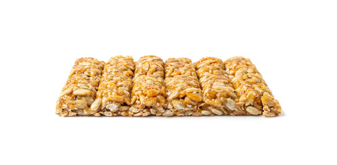 Sunflower Seeds Bar Isolated, Energy Snack with Honey, Sun Flower Seed Muesli Dessert, Protein Candy Bar