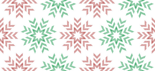 Motif Christmas ethnic handmade beautiful Ikat art. Christmas background. folk embroidery Christmas pattern, geometric art ornament print. blue white colors. snowflake, star, poinsettia design.