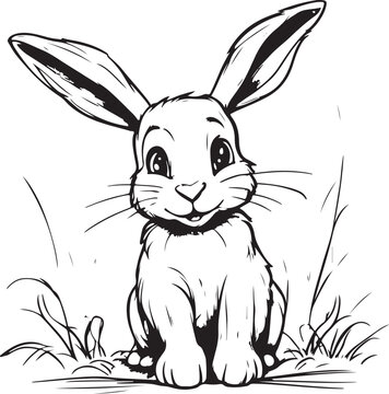 rabbit on a white background,coloring book