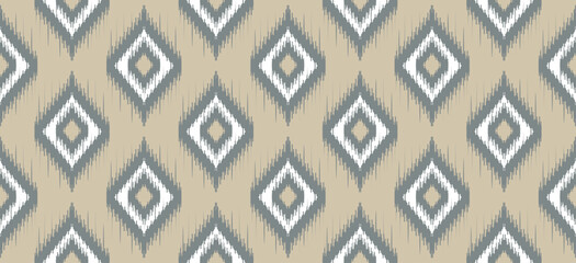 Ethnic grey ikat art. Seamless pattern in tribal, folk embroidery, and Mexican style. Aztec geometric art ornament print.Design for carpet, wallpaper, clothing, wrapping, fabric, cover, textile