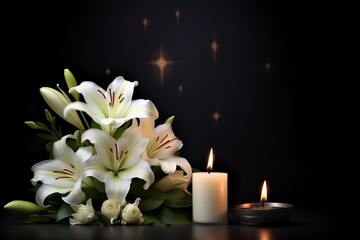 beautiful lilies with candles generative ai