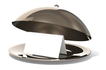 Plain plate and cover with empty paper isolated