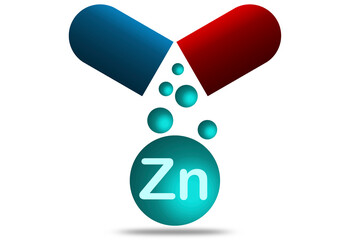 Red and blue capsule with zinc mineral