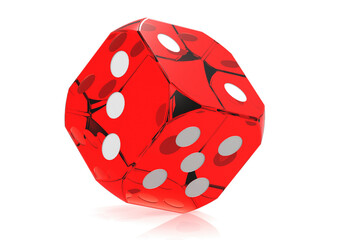 Red casino dice isolated on white background,