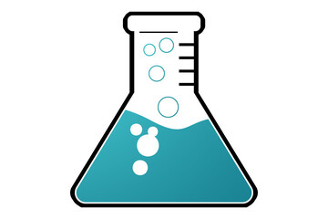 Chemical flask glass on white background