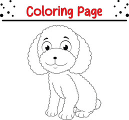 Cute dog animal coloring page. Black and white vector illustration for coloring book