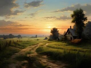 beautiful natural scenery in the village