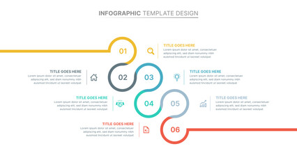 Circle Round Wave Infographic Design Template with Six Options