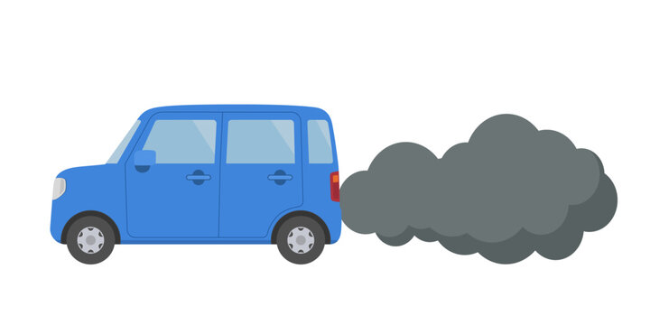 排気ガスを排出する車_ベクターイラスト
