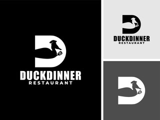 Vector letter D duck restaurant chef food kitchen logo