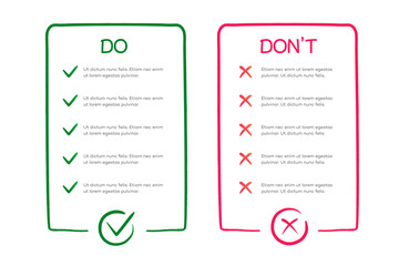 Do and dont infographic template frame handdraw style vector 10 eps