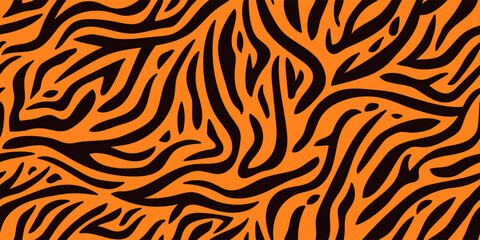 Seamless pattern with tiger stripes. Abstract animal print.