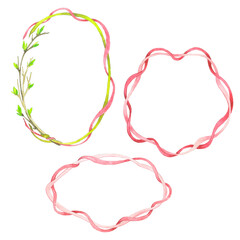 Watercolor seamless pattern on the theme of spring.On a white background.Watercolor, seamless pattern on the theme of spring. On a white background. Spring, young branches with ribbons.