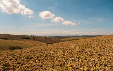 Beautiful rural landscape, countryside in Marche region, Italy
