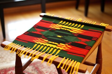 hand-knit kwanzaa mat mkeka on a loom