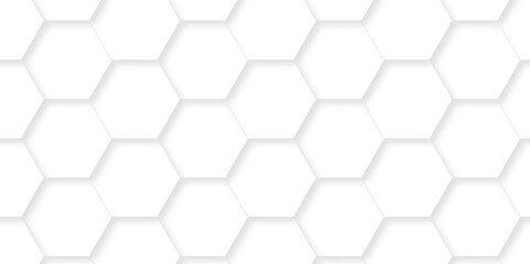 Seamless pattern with hexagons White Hexagonal Background. Computer digital drawing, background with hexagons, abstract background. 3D Futuristic abstract honeycomb mosaic white background.
