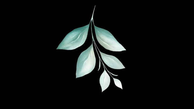 branch of green leaf's on transparent background. type 02
