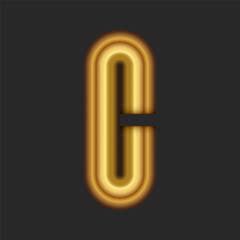 Letter C 3d simple logo identity initial from golden gradient, minimal style logotype.