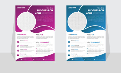 Corporate modern business flyer template design set, minimal business flyer template or eye catching flyer design, flyer in A4 with colorful business proposal, modern with purple and Dark blue flyer