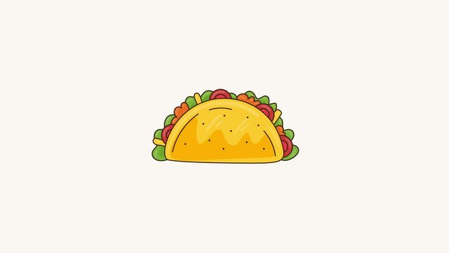 Taco stop motion animation loop. hand drown vector cartoon tacos 4k advertising element