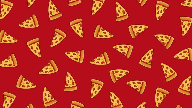 slices of pizza moving cartoon animation background loop 4k vector illustration advertising backdrop design elements