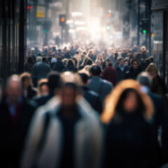 Blurred crowd walking on the street