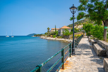 View of coastal path in Agia Effimia, Kefalonia, Ionian Islands, Greek Islands