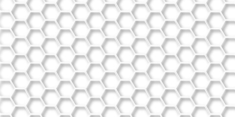 White Hexagonal Background. Computer hexagoan digital drawing, background with hexagons, abstract background. 3D Futuristic abstract honeycomb mosaic white background.
