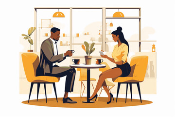 Drawing of working people illustration with white background