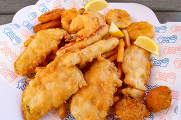 Fish and Chips Seafood Platter in Fremantle, Perth, Western Australia