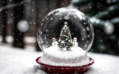 Enchanted Holiday Snowman in a Christmas Snow Globe ai generated