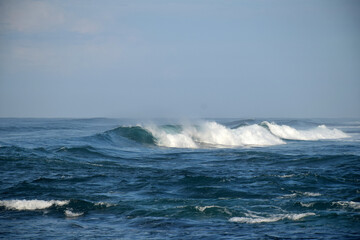 beach waves on a sunny morning, beach waves break the calm on the beach