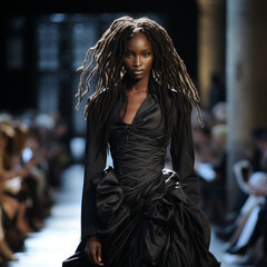 Afro woman on a fashion catwalk.